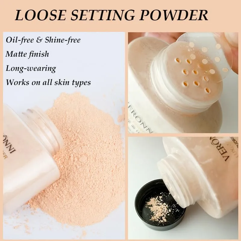 4 Colors Loose Setting Powder, Face Finishing Makeup Banana Luxury Loose Powder, Long Lasting Coverage, Oil Control Brightening Matte Finish, Pore Blurring (#04, 1.5 oz)