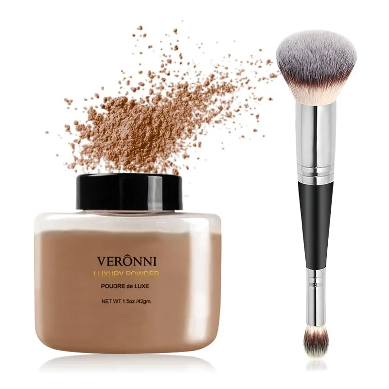 4 Colors Loose Setting Powder, Face Finishing Makeup Banana Luxury Loose Powder, Long Lasting Coverage, Oil Control Brightening Matte Finish, Pore Blurring (#04, 1.5 oz)