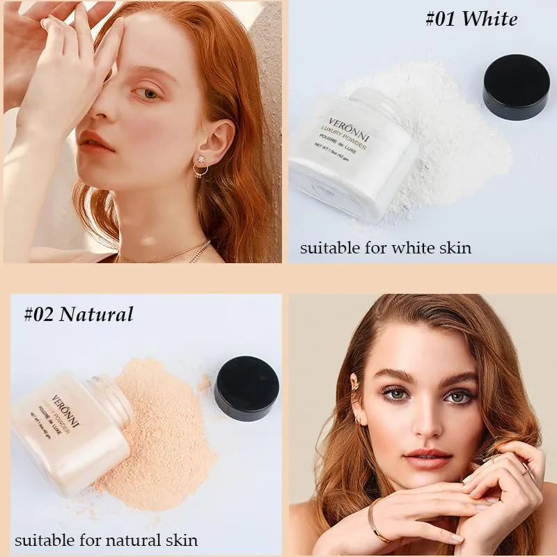 4 Colors Loose Setting Powder, Face Finishing Makeup Banana Luxury Loose Powder, Long Lasting Coverage, Oil Control Brightening Matte Finish, Pore Blurring (#04, 1.5 oz)