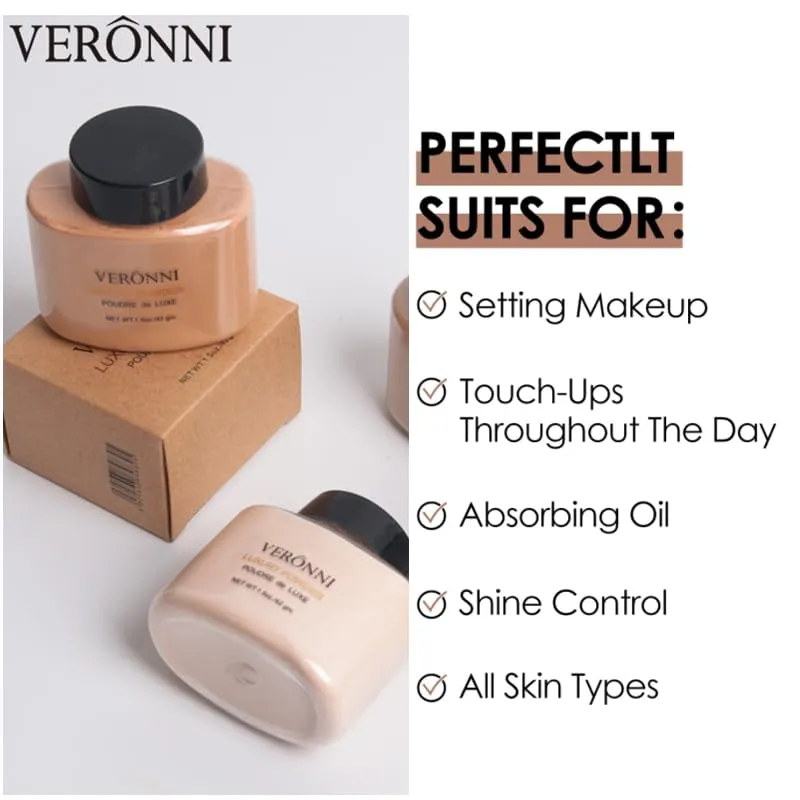4 Colors Loose Setting Powder, Face Finishing Makeup Banana Luxury Loose Powder, Long Lasting Coverage, Oil Control Brightening Matte Finish, Pore Blurring (#04, 1.5 oz)