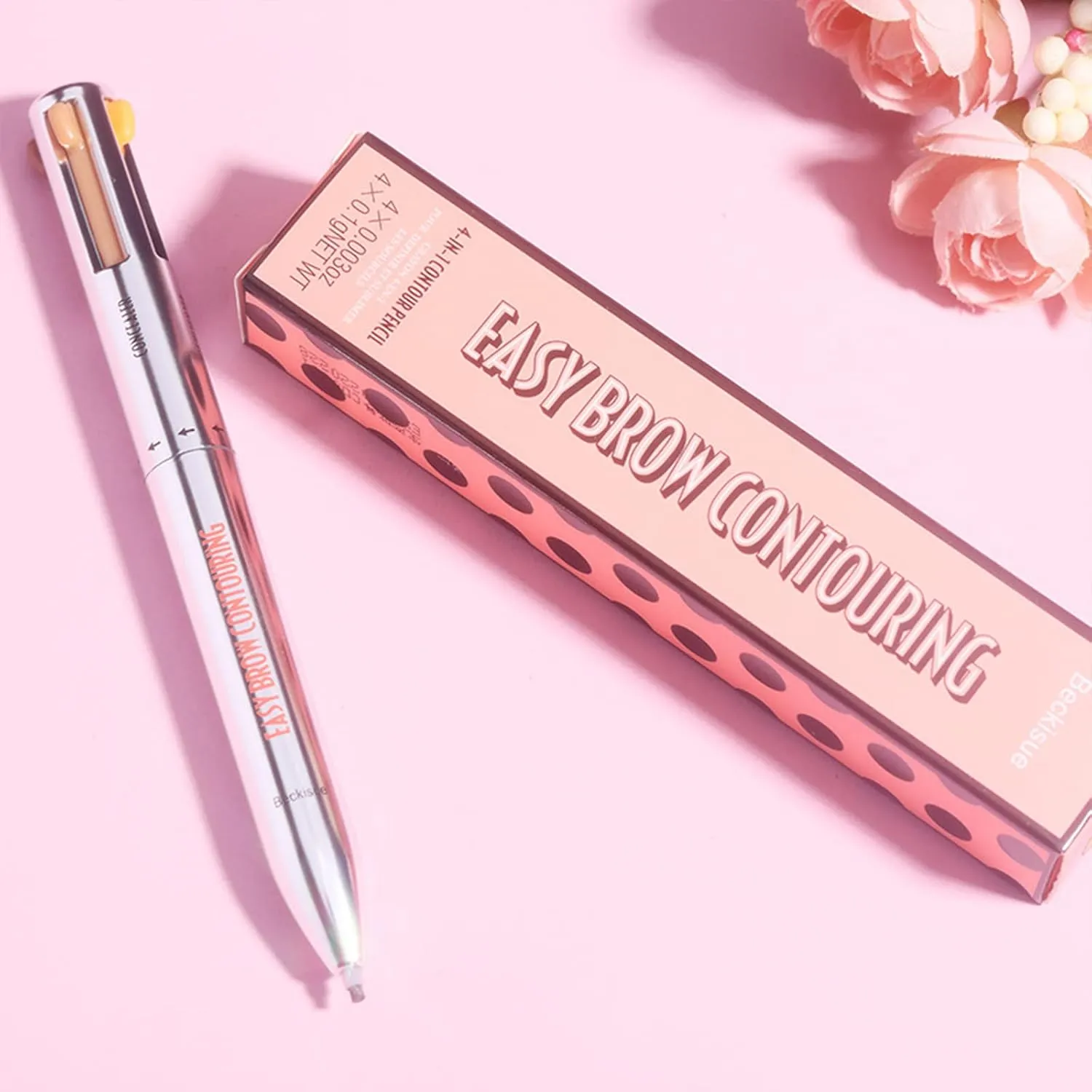 4-in-1 Defining & Highlighting Brow Pencil, Brow Contour Pro, 4 in 1 Brow Contour Highlight Pen (1pcs,2# Medium)