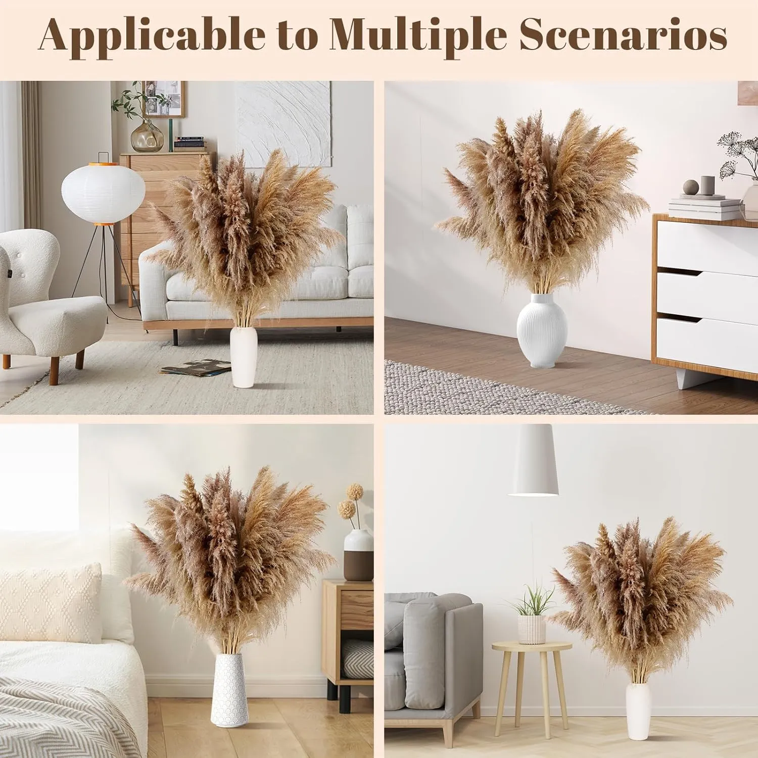 40" inch 11 Stems Natural Pampas Grass Tall Decor,Pompas Grass,Large Brown Tall Pampas Grass for Floor Vase,Wedding Decorations,Party,Boho Home Decor,and Creating a Boho Ambiance