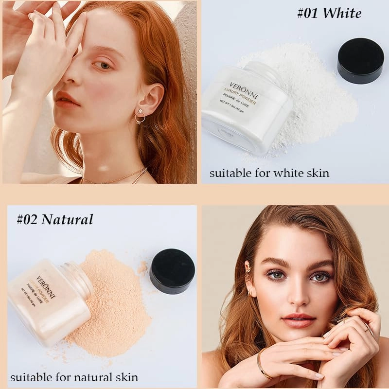 4 Colors Loose Setting Powder, Face Finishing Makeup Banana Luxury Loose Powder, Long Lasting Coverage, Oil Control Brightening Matte Finish, Pore Blurring (#01, 1.5 oz)