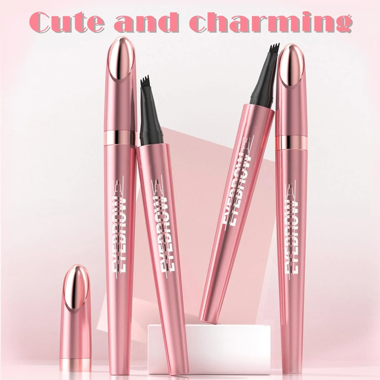 4D Four-Tip Eyebrow Pen - Waterproof, Long-Lasting, Smudge-Proof, Easy to Use for Perfect Brows and Defined Eyes - Light Brown Eyebrow Pencil