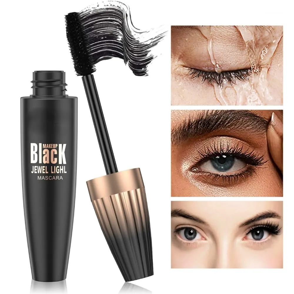4D Silk Fiber Mascara Black:5X Volume and Length Liquid Mascara with Fiber extending Thickening and Waterproof Smudge-proof Full and Soft Mascara