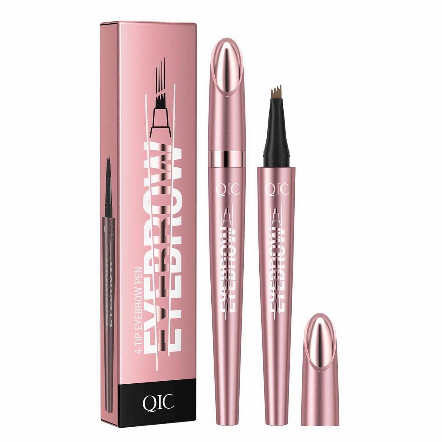 4D Four-Tip Eyebrow Pen - Waterproof, Long-Lasting, Smudge-Proof, Easy to Use for Perfect Brows and Defined Eyes - Dark Brown Eyebrow Pencil