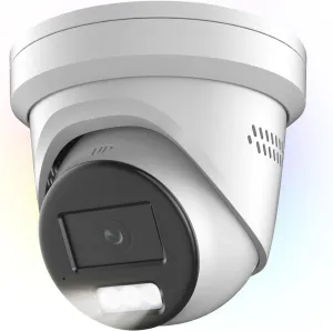 4MP Full Color Turret PoE IP Camera Outdoor, Strobe Light&Audible Warning, 24/7 Colorful Imaging, VCA, Human/Vehicle Detection, 2-Way Audio, F1.0 Aperture, 130dB WDR, 2.8mm Lens, Hik-Connect/iVMS-4200