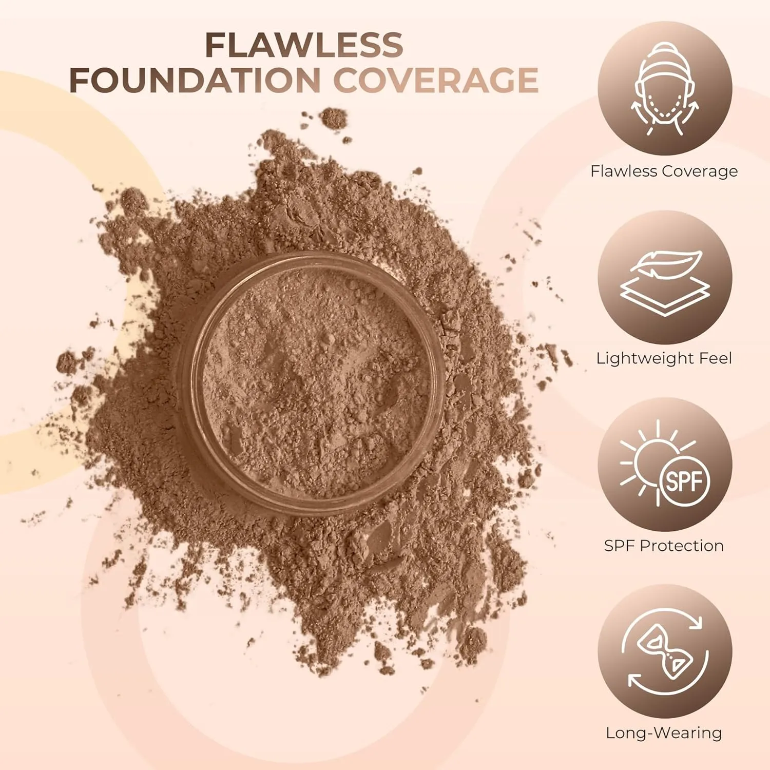 4pc (COCOA) KIT w/KABUKI BRUSH Mineral Makeup Matte Loose Powder Foundation Concealer Blush Long Lasting Bare Face Cosmetics