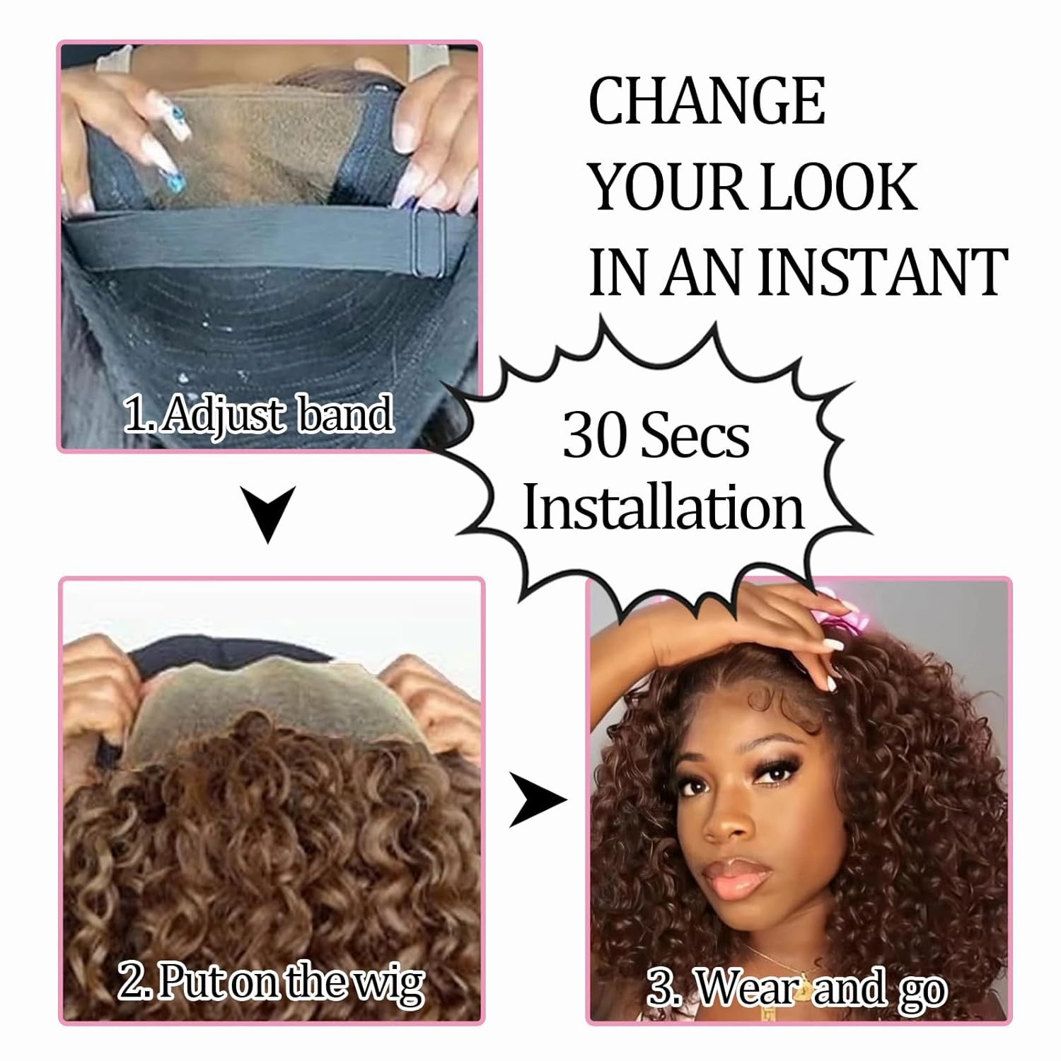4X4 Short Brown Deep Wave Wig 14 Inch Bob Wig Human Hair Glueless Wigs Water Wave Chocolate Brown Deep Wave Wig Water Wave Lace Wig Human Hair for Women Human Hair Pre Plucked Pre Cut