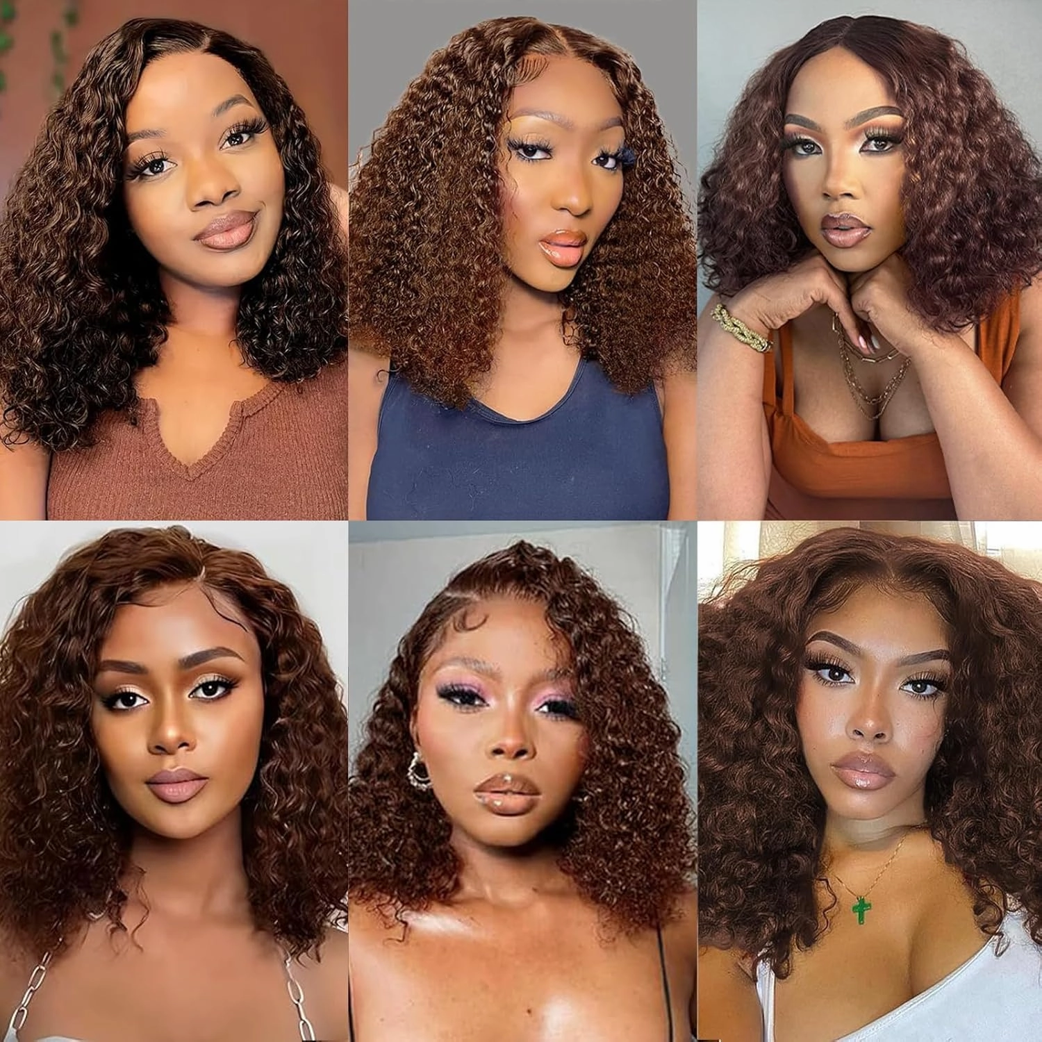 4X4 Short Brown Deep Wave Wig 14 Inch Bob Wig Human Hair Glueless Wigs Water Wave Chocolate Brown Deep Wave Wig Water Wave Lace Wig Human Hair for Women Human Hair Pre Plucked Pre Cut