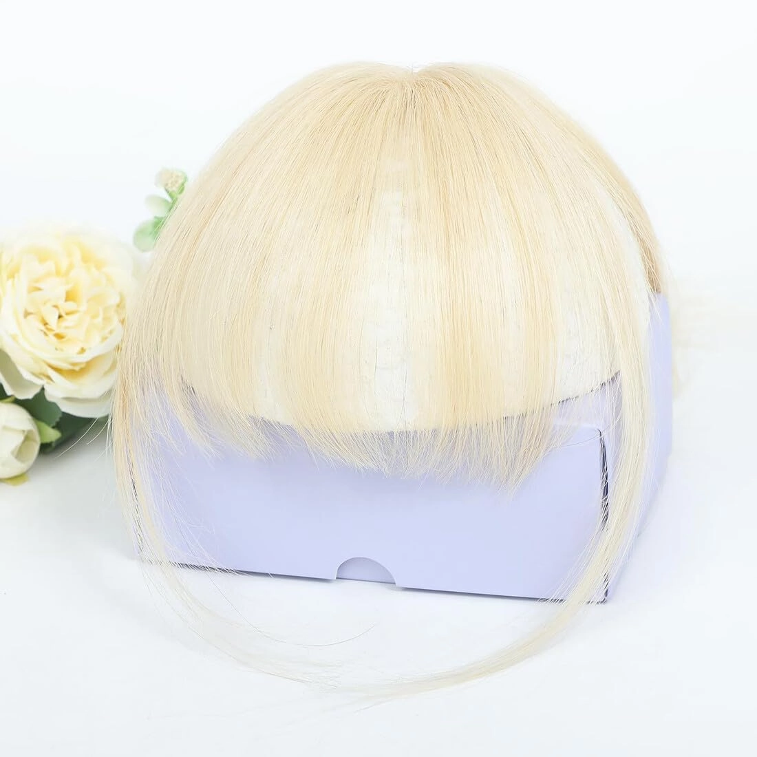4x6cm Hand Made Lace Base Human Hair Toppers for Women with Thin Hair Clip in Wispy Bangs Extensions 8 inch Hairpiece Wiglet (Brown)