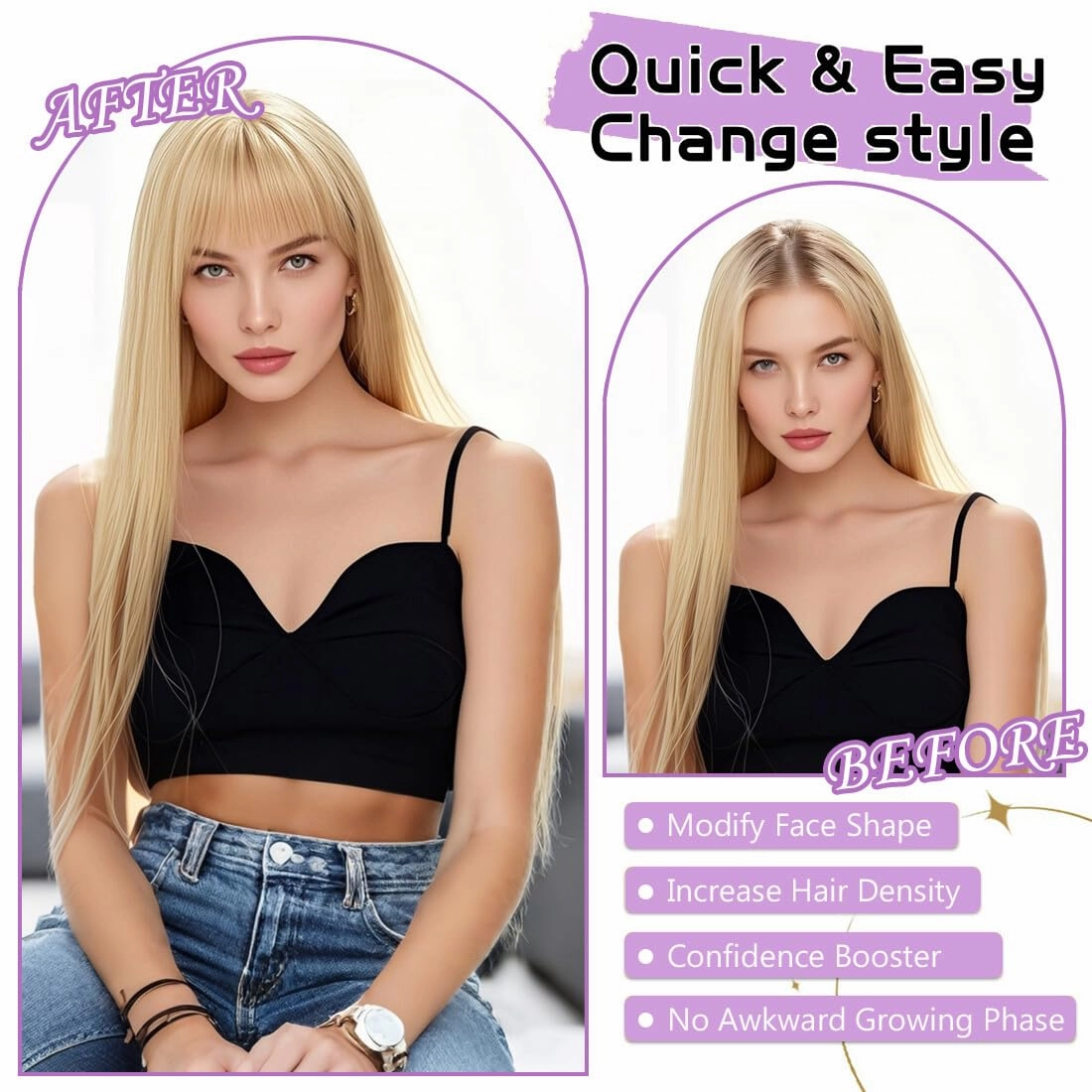4x6cm Hand Made Lace Base Human Hair Toppers for Women with Thin Hair Clip in Wispy Bangs Extensions 8 inch Hairpiece Wiglet (Brown)
