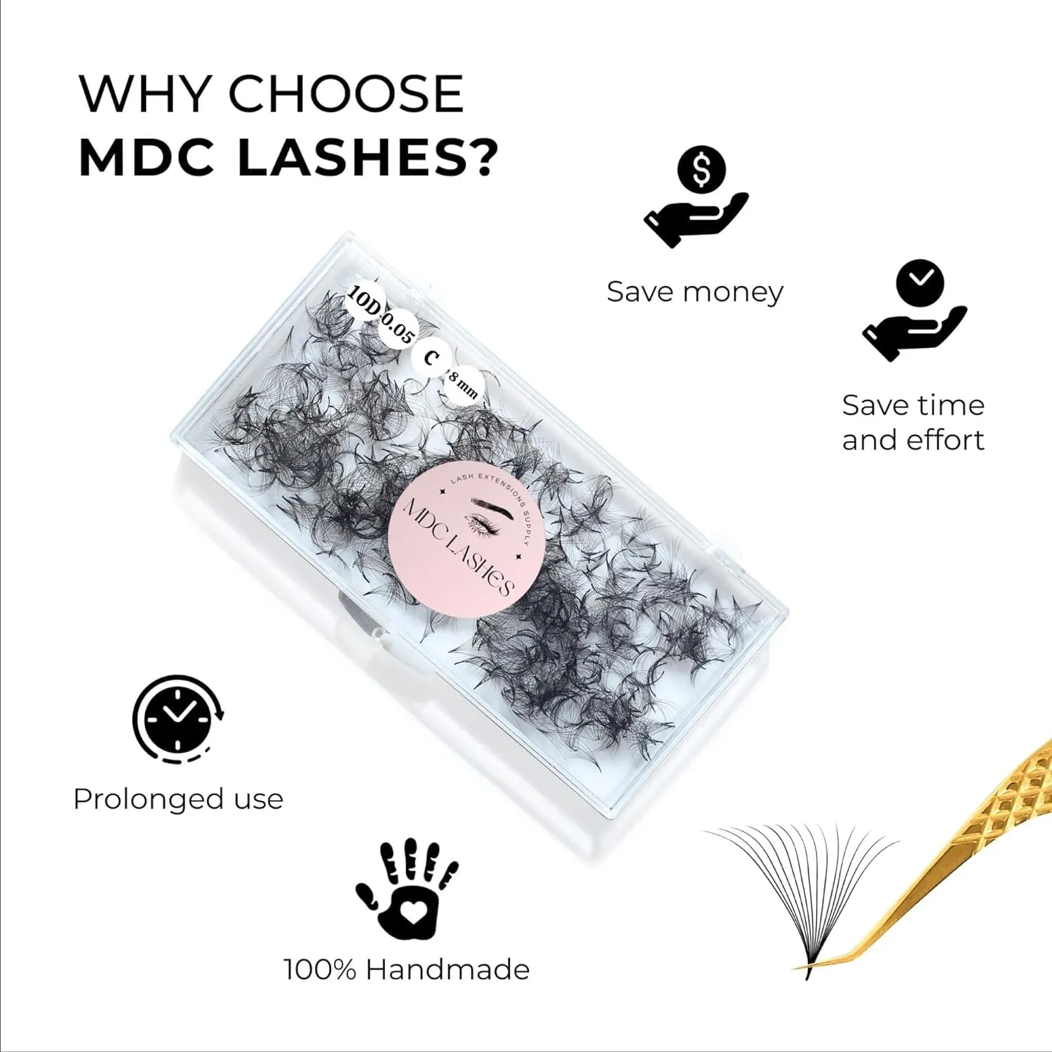 500 Promades Eyelash Fans| 5D-20D, 0.03-0.05-0.07 Thickness, C/CC/D Curls, 8-18mm| Volume Lash Extensions Premade Lash Fans Pro Pre Made False Eyelashes Pestañas Pelo A Pelo(6D-0.07-C-12)