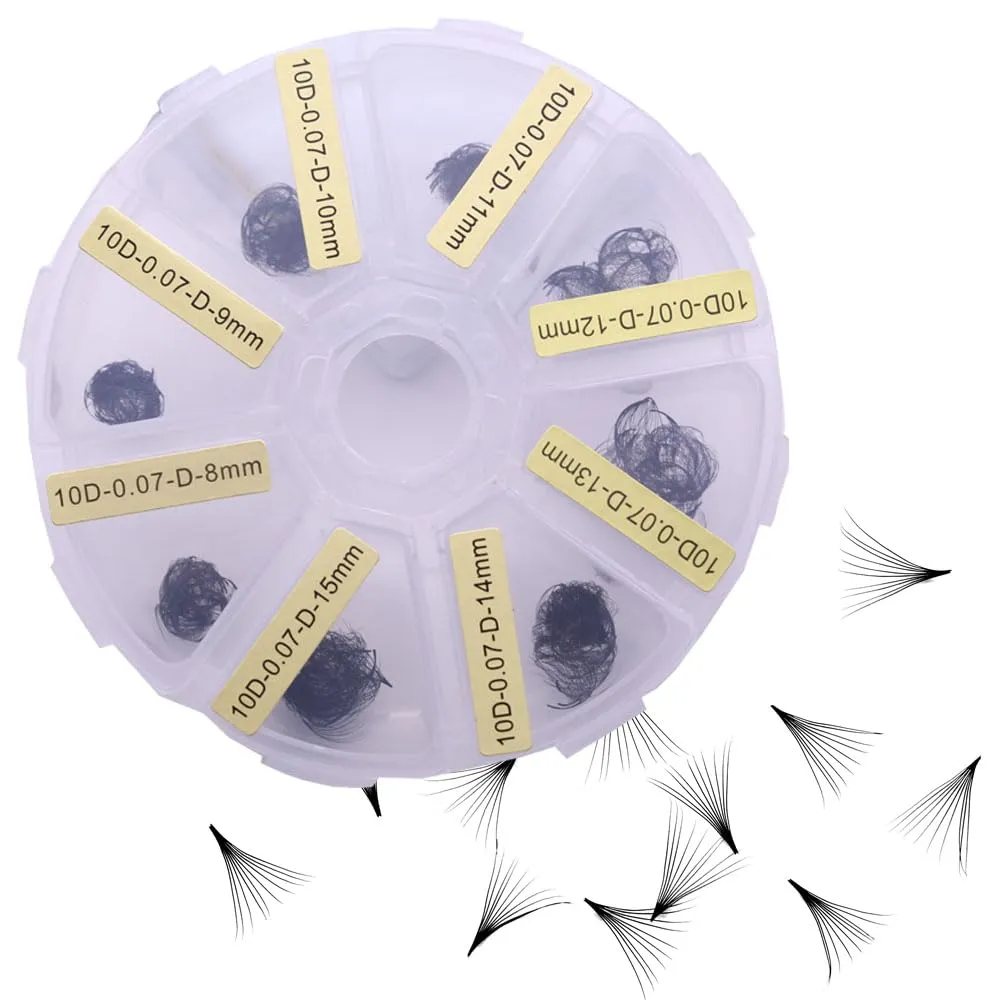 500 Wispy Premade fans 10D 0.07 Mixed Volume Eyelash Extensions Tray-20D Fans,D Curl Lash Fans, Pointed Handmade Loose Thin Base Fans (500 Count (Pack of 1), 20D 0.07 8-15mm)