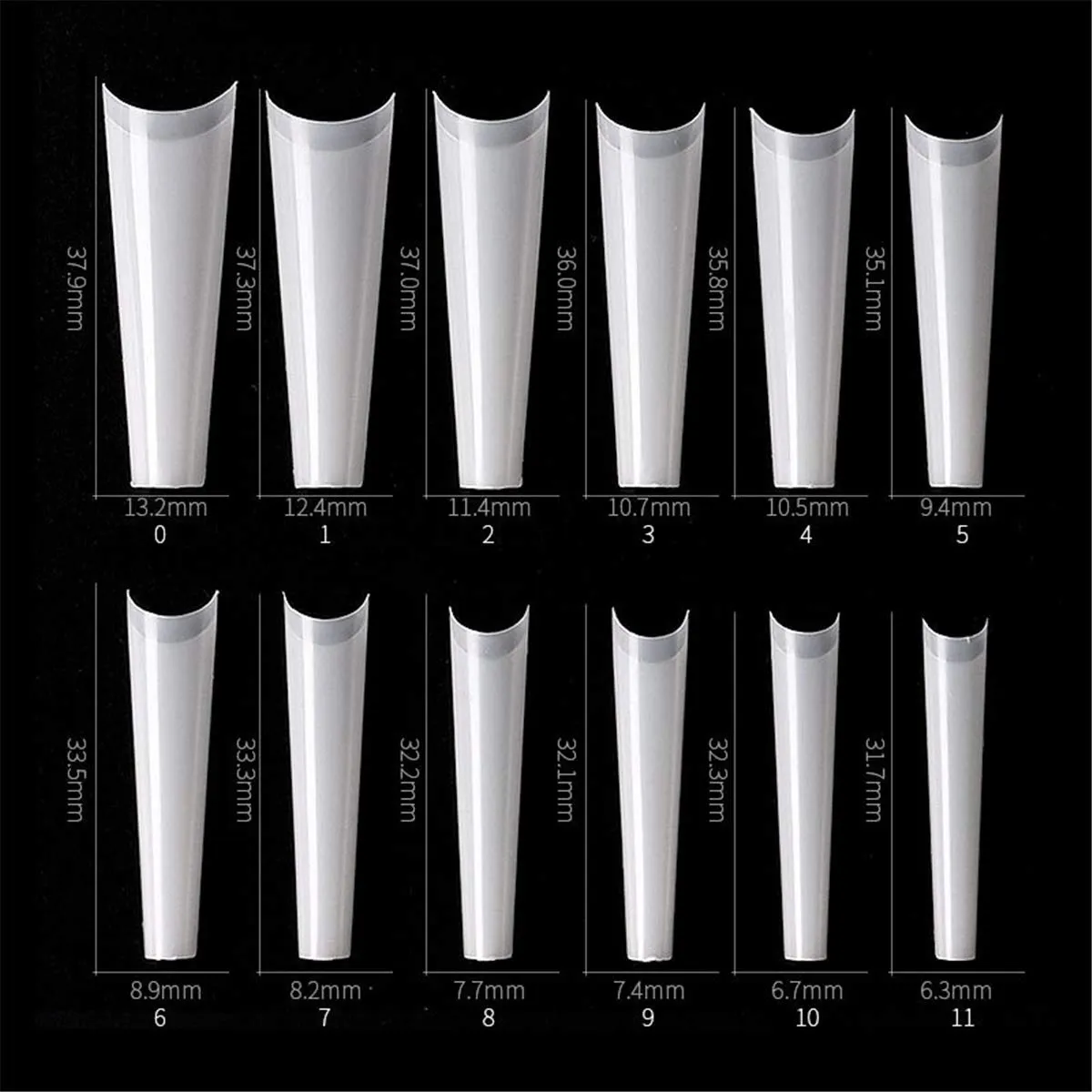 504 Pcs/bag Natural French Coffin False Nail Half Cover Extra Long C Curve Acrylic Extension System False Nails Art Tips UV Gel Ultra Flexible Fake Nail Manicure Tools 12 Sizes Press On Tip Salon Supply