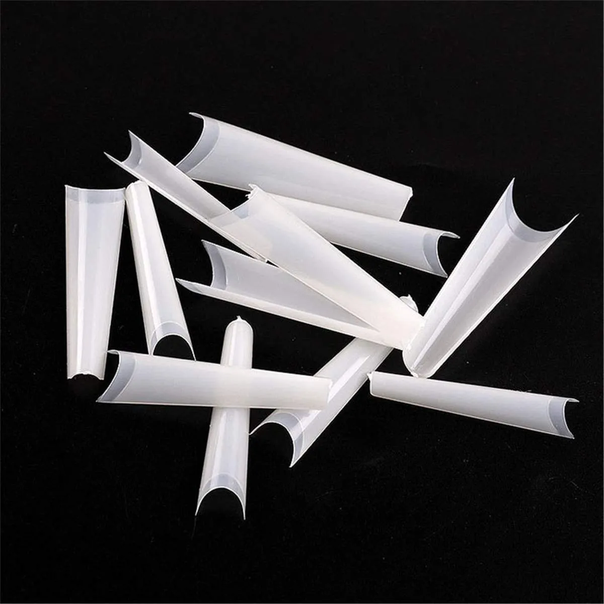 504 Pcs/bag Natural French Coffin False Nail Half Cover Extra Long C Curve Acrylic Extension System False Nails Art Tips UV Gel Ultra Flexible Fake Nail Manicure Tools 12 Sizes Press On Tip Salon Supply