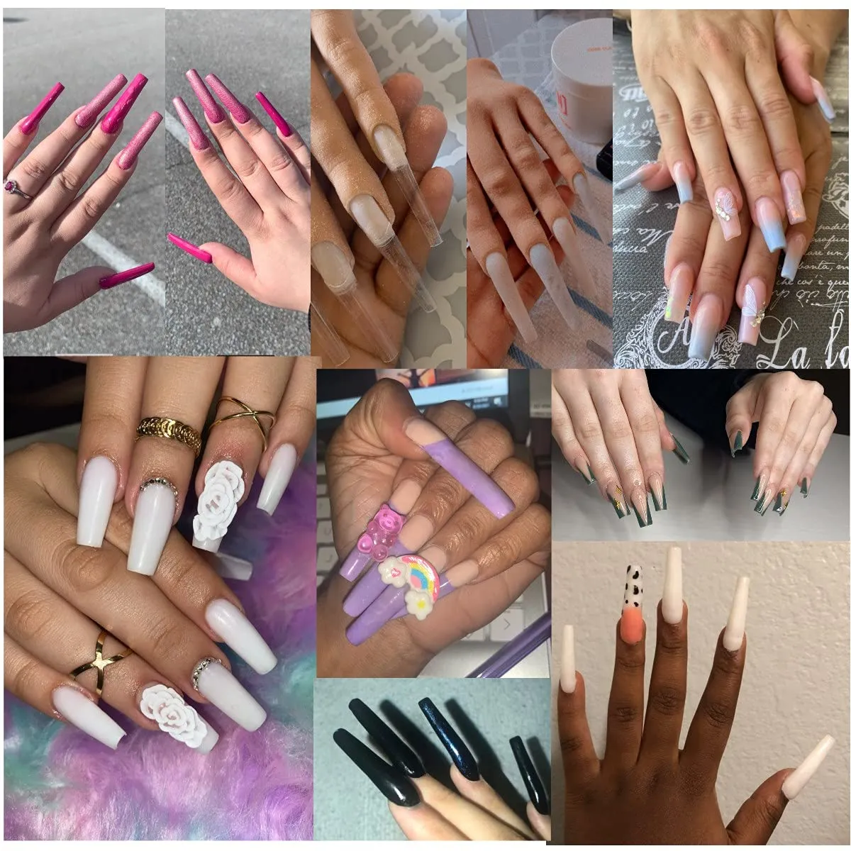 504 Pcs/bag Natural French Coffin False Nail Half Cover Extra Long C Curve Acrylic Extension System False Nails Art Tips UV Gel Ultra Flexible Fake Nail Manicure Tools 12 Sizes Press On Tip Salon Supply