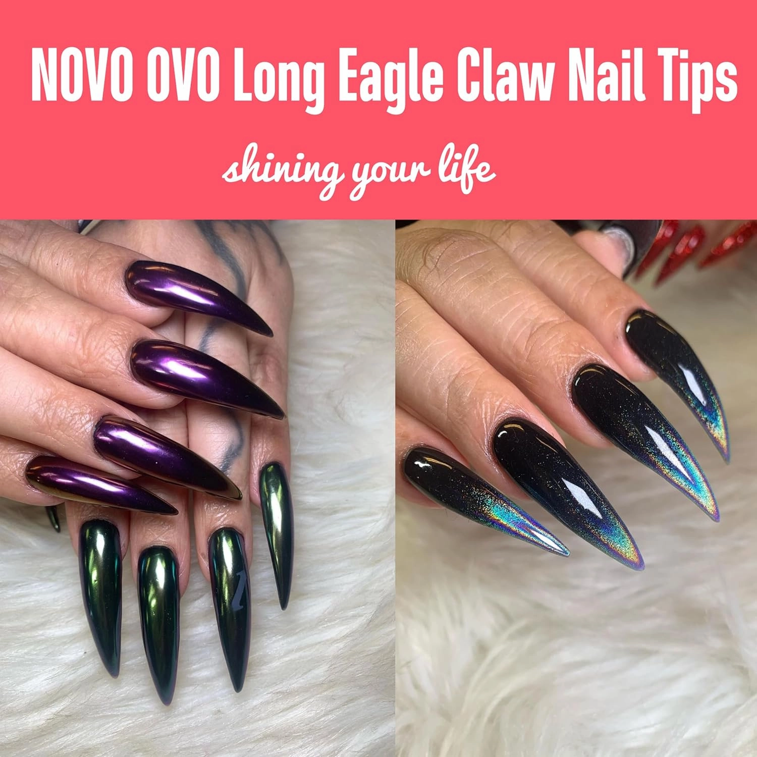 504 pcs Half Cover Curved Stiletto Long Eagle Claw Nail Tips, Clear Extra Super Deep Hawk Curve False Nail Extension for Acrylic, Raptor Sharp Fake Nails Cosplay Claws 12 Sizes in Bag