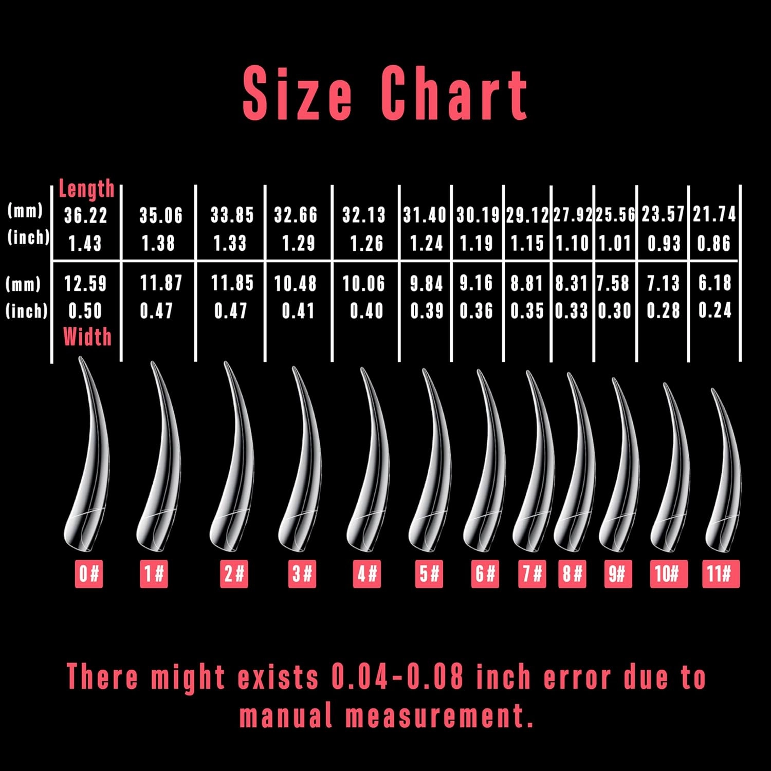 504 pcs Half Cover Curved Stiletto Long Eagle Claw Nail Tips, Clear Extra Super Deep Hawk Curve False Nail Extension for Acrylic, Raptor Sharp Fake Nails Cosplay Claws 12 Sizes in Bag