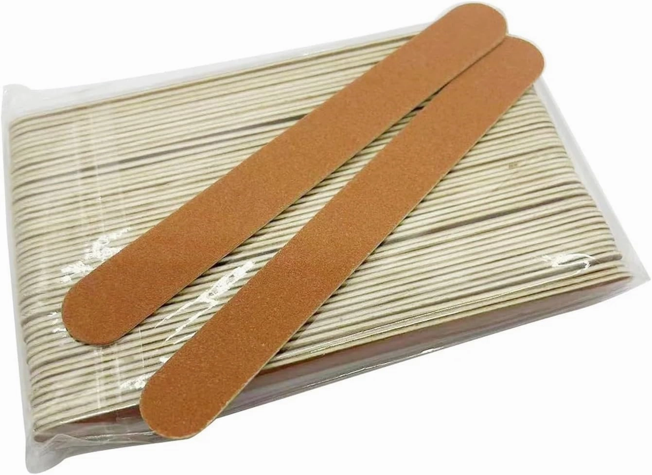 50 PCS Emery Board Wood Nail Files Brown Nail File Manicure Tool 180/180