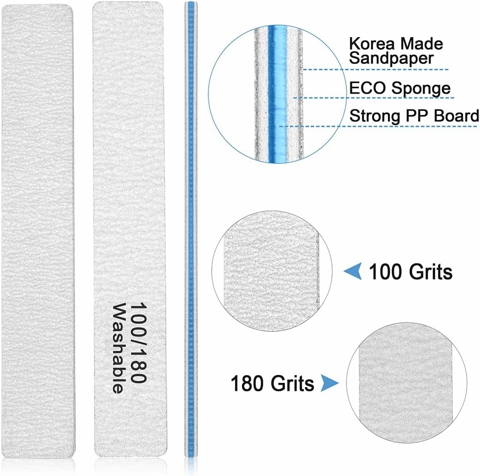 50 Pcs Nail File 100/180 Grit, Heavy Duty Nail Files for Acrylic/Natural Nails, Emery Boards for Nails, Strong Finger Nail Filler, Coarse Nail File for Home and Salon Use