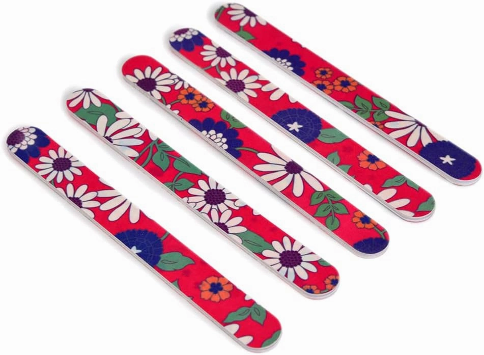 50pcs Flower Design Nail Files Double Sided Sandpaper Foam Nail Buffers Great for Professional Salon or Home Cosmetic Manicure Pedicure (Set 6-50pcs)