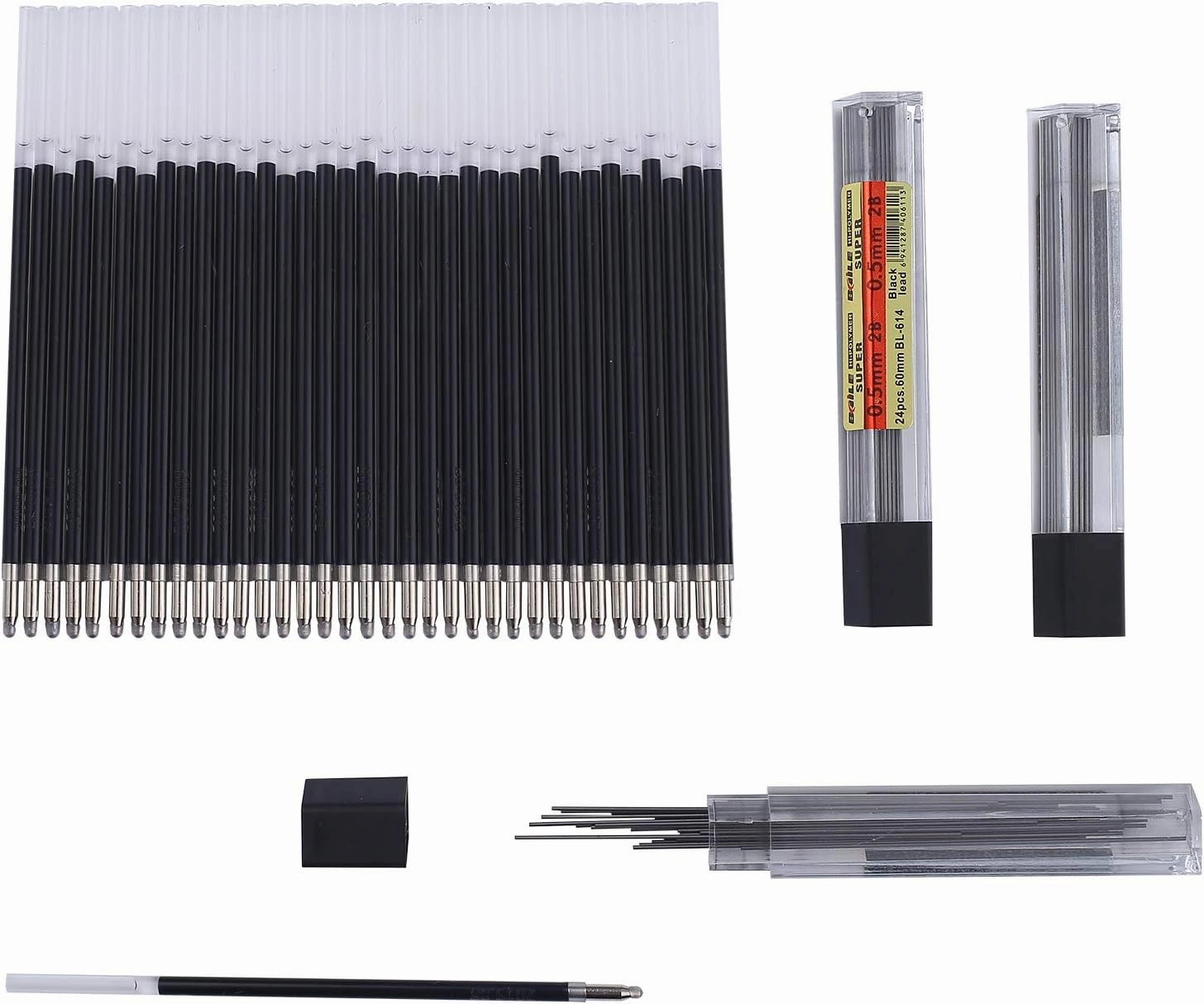 5 in 1 Multifunction Pen Set 0.7 mm Colored Ballpoint Pen and 0.5 mm Mechanical Pencil in One Pen Package Contains 5 pcs Pens and 25 pcs Pen Refills and 5 Pack Mechanical Pencil Refills