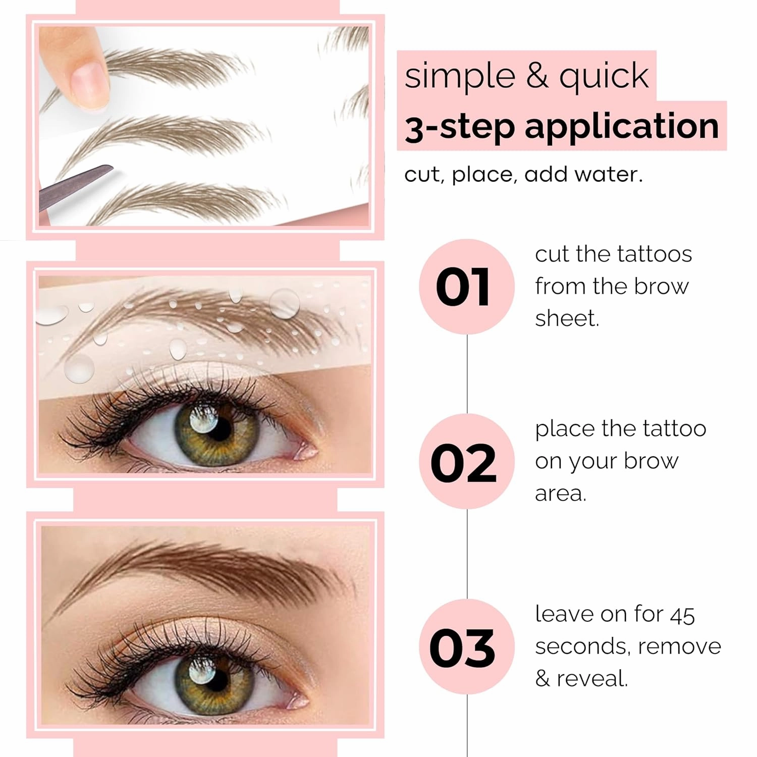 5 Pack Temporary Eyebrow Tattoos Waterproof Eyebrow Stickers, False Tattoos Hair Like Peel Off Instant Transfer Brows For Women And Men | Natural Strokes, Shaping (upward, blonde)