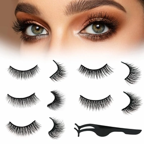 5 Pairs Self Adhesive Eyelashes Natural Look False Eyelashes Reusable Self Stick Lashes, Mixed