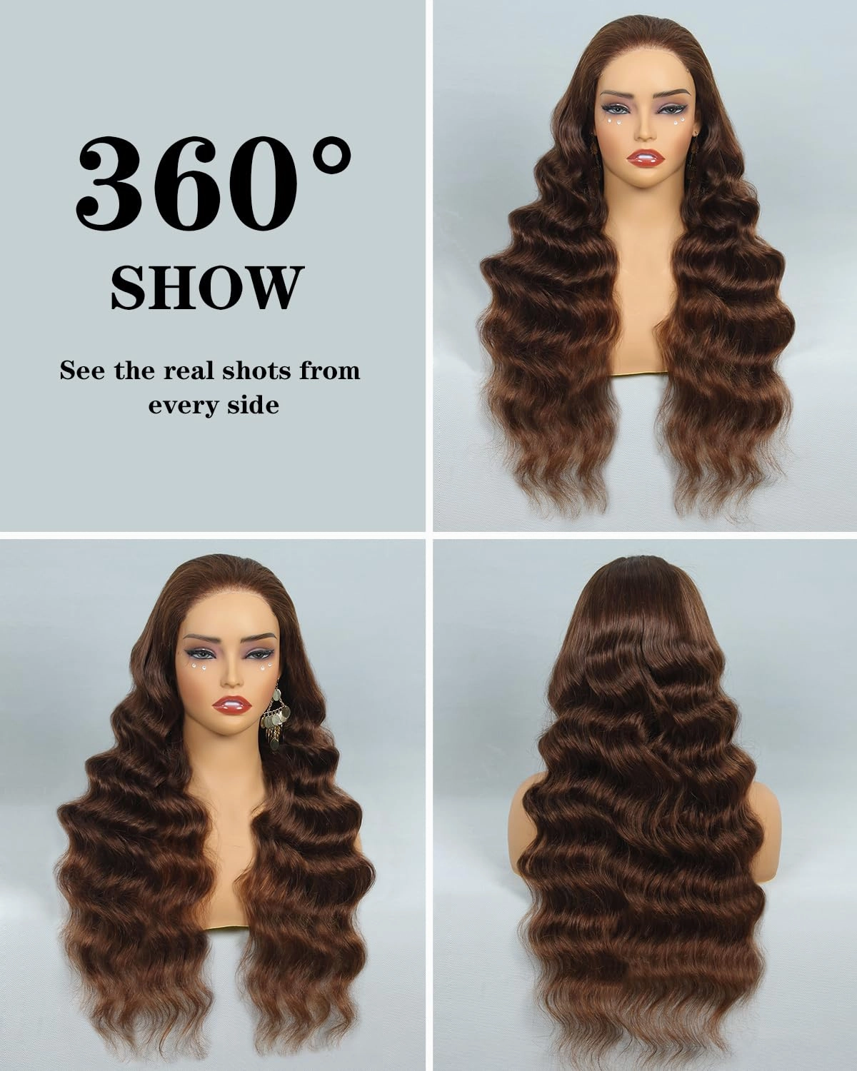 5X5 Chocolate Brown Glueless Wigs Human Hair Pre Plucked Pre Cut 26 Inch 5x5 Wear and Go Glueless Wig Body Wave Reglular HD Lace Closure Wigs 4# Chocolate Brown Lace Front Wig Human Hair