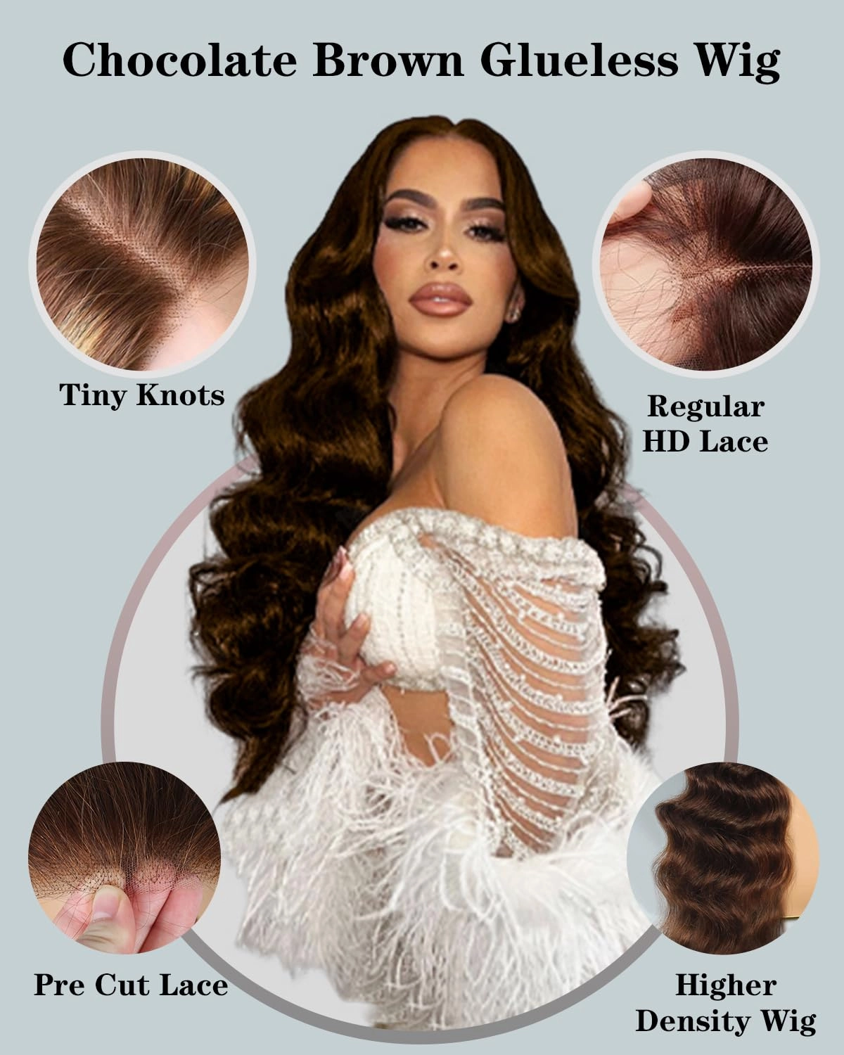 5X5 Chocolate Brown Glueless Wigs Human Hair Pre Plucked Pre Cut 28 Inch 5x5 Wear and Go Glueless Wig Body Wave Reglular HD Lace Closure Wigs 4# Chocolate Brown Lace Front Wig Human Hair