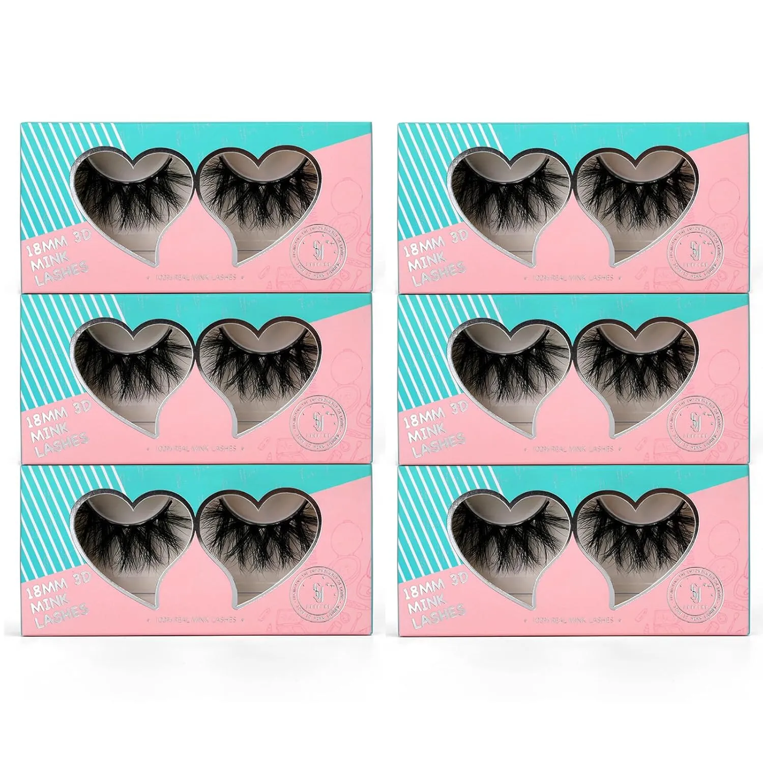 6 Pairs 18mm Mink Lashes 3D Real Mink Eyelashes Natural Look False Eyelashes 100% Handmade 6D Fluffy Soft Reusable Full Volume Strip Eye Lashes (Honey)