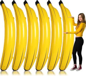 6 Pcs 70 Inch Giant Inflatable Banana PVC Toy Game Bachelorette Party Decoration Balloons Fun Inflatable Banana Props for Pool Swimming Party Favors Supplies