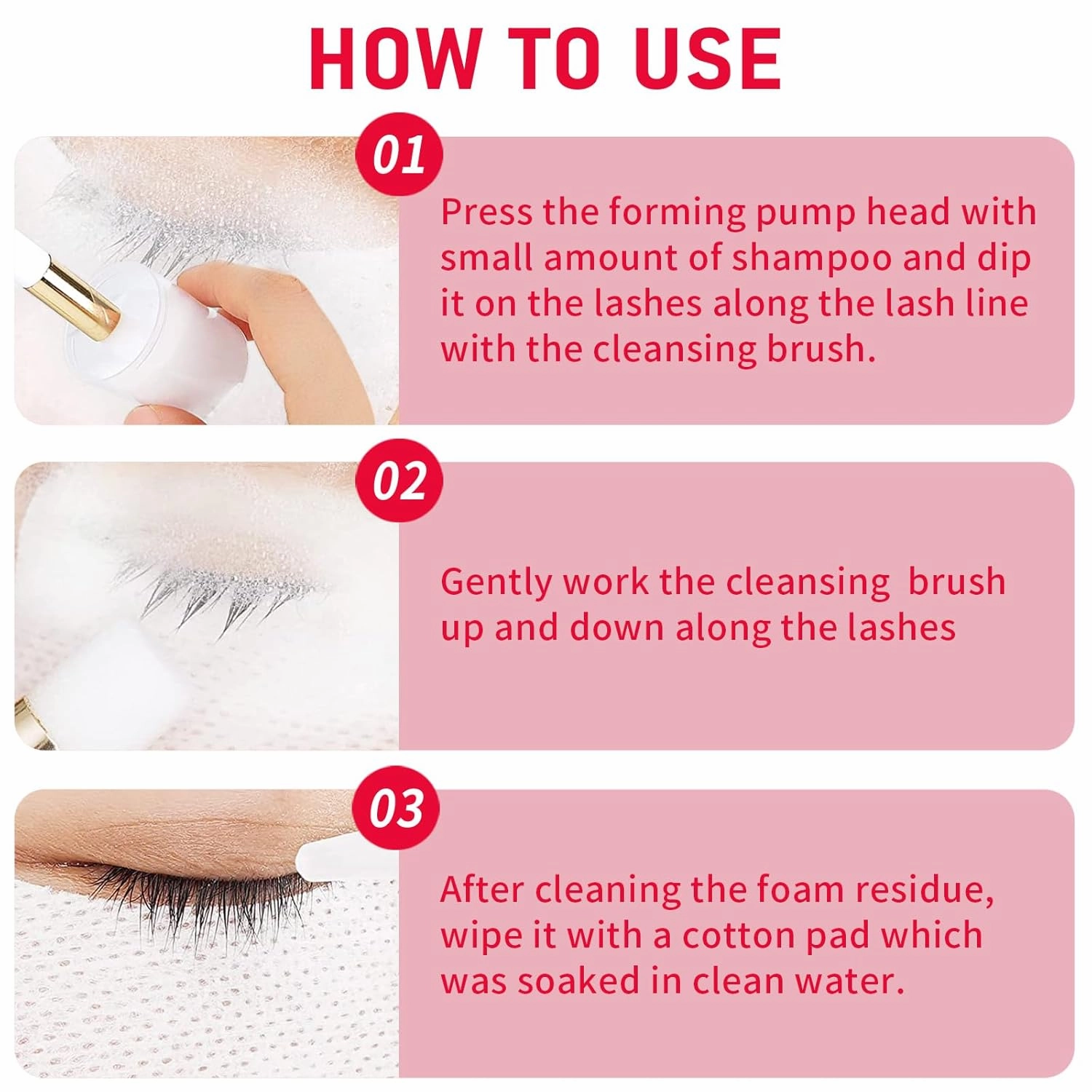 600ml Lash Shampoo Bulk, Eyelash Cleanser for Extensions, Safe Makeup Remover, Non-irritating or Burning Formula Eyelid Foaming Cleanser Best for Professional Salon and Home Use (Rose)