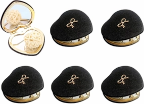 6 Pack Pokect Heart Mirror Travel Compact Magnifying Folding Mirrors for Women Purse Mini Vanity Cosmetic Lashes Makeup Mirror Double-Sided Cute Mirror Black