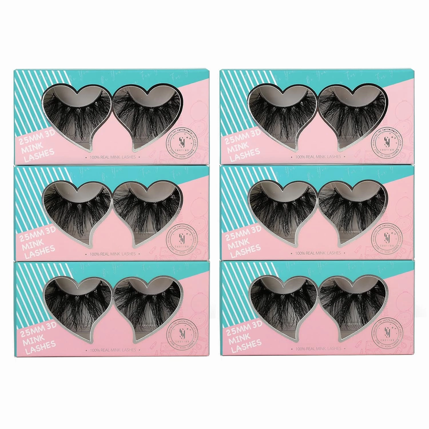 6 Pairs 25mm Mink Lashes 3D Real Mink Eyelashes Dramatic Fluffy False Eyelashes 100% Handmade 6D Long Thick Soft Reusable Full Volume Strip Eye Lashes (Honey)