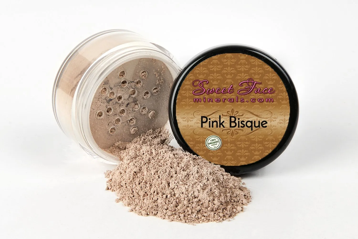 6PC Makeup Kit with Brush (Pink Bisque), All-Natural Loose Powder, Includes Lightweight Matte Foundation, Blush, Radiant Bronzer, Translucent Primer & Finishing Powder