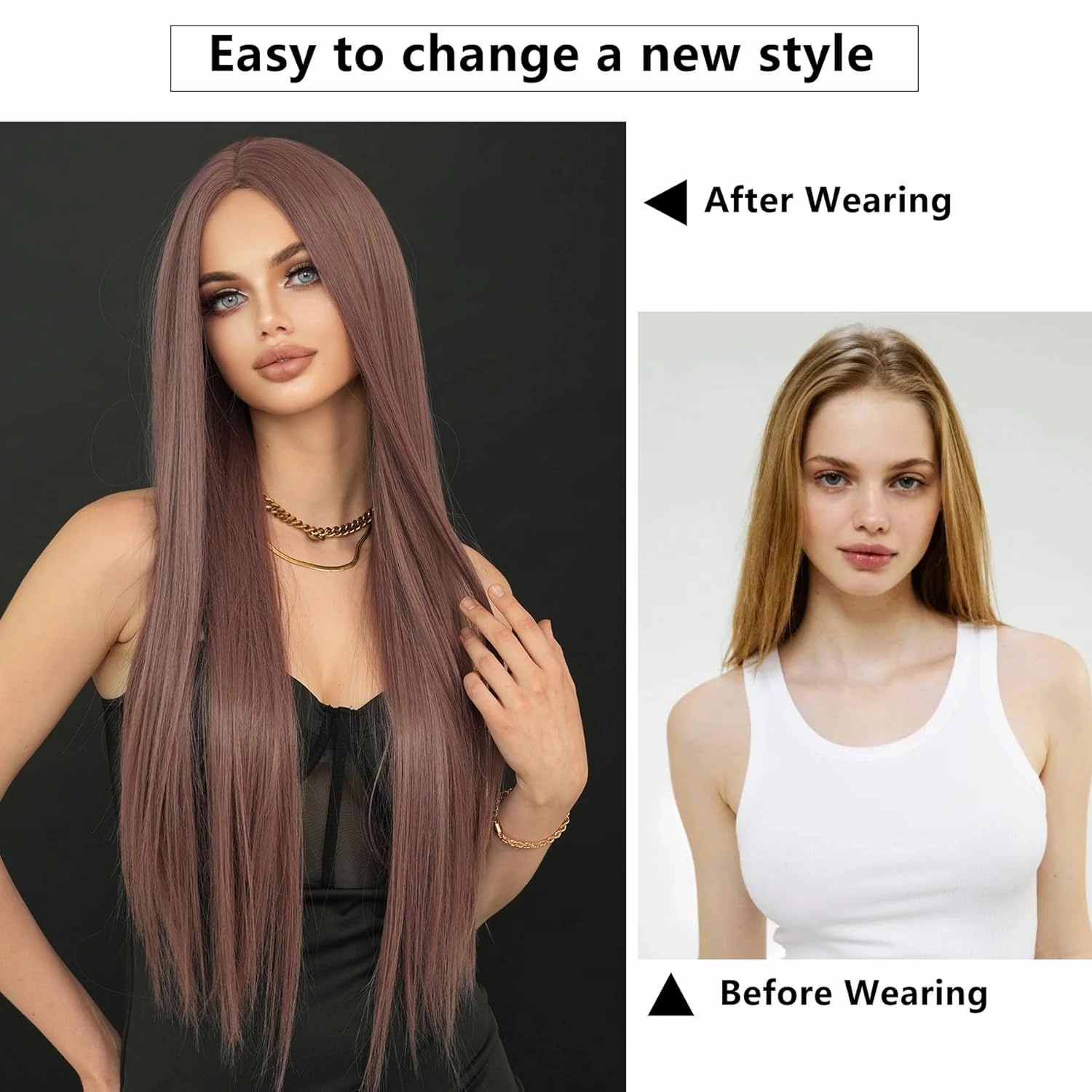 7JHH Wigs 32in Super Long Grey Purple Wigs Natural Heat Resistant Fiber Synthetic Layered Straight Natural Lilac Purple Midlle Part Wigs Women Wigs for Holiday Festival Chrismas Daily Party Daily Used