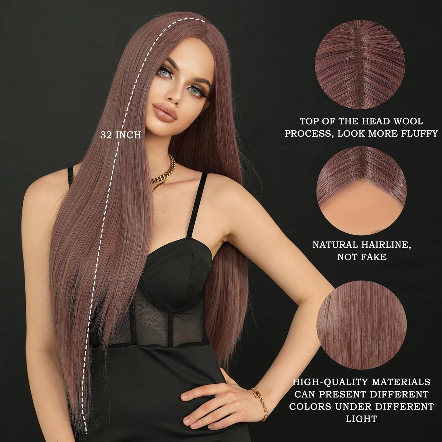 7JHH Wigs 32in Super Long Grey Purple Wigs Natural Heat Resistant Fiber Synthetic Layered Straight Natural Lilac Purple Midlle Part Wigs Women Wigs for Holiday Festival Chrismas Daily Party Daily Used