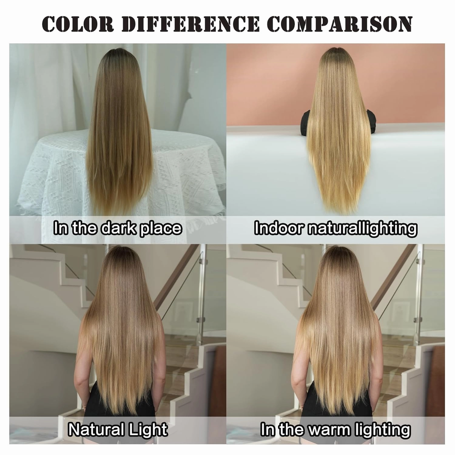 7JHH WIGS Long Blonde Ombre Wigs Natural Heat Resistant Fiber Synthetic Layered Straight Mixed Blonde Wigs with Dark Roots Women Wigs for Holiday Festival Chrismas Daily Party Daily Used