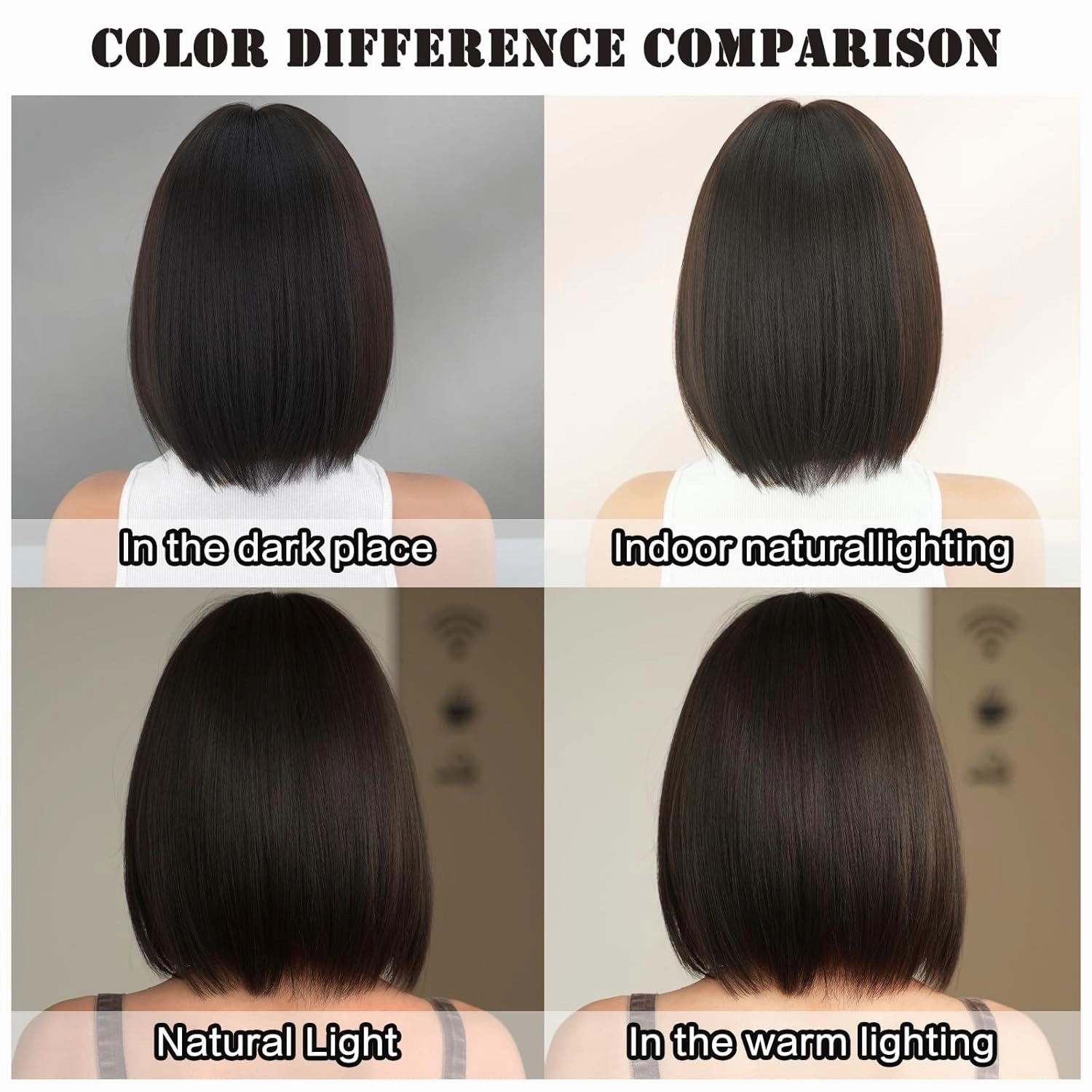 7JHH WIGS Short Straight Wig with Bangs 14in Short Natural Black Wig Burgundy Red Highlight Synthetic Wigs Natural Hair Heat Resistant 150% Density Staight Layered Wig for Women Daily Used