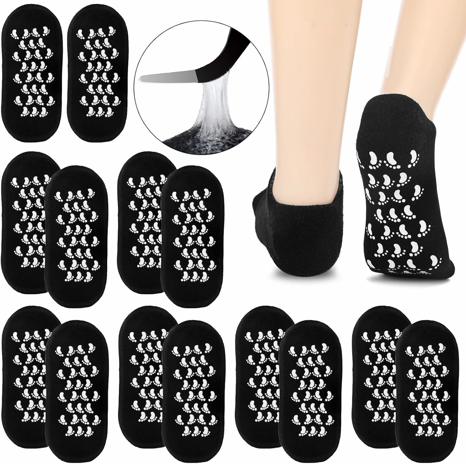 8 Pairs Large Men's Moisturizing Gel Socks Reusable Soft Gel Spa Lotion Socks for Repairing and Softening Dry Cracked Feet Skins,Dry Cracked Heels, Calluses Us Men 10-15