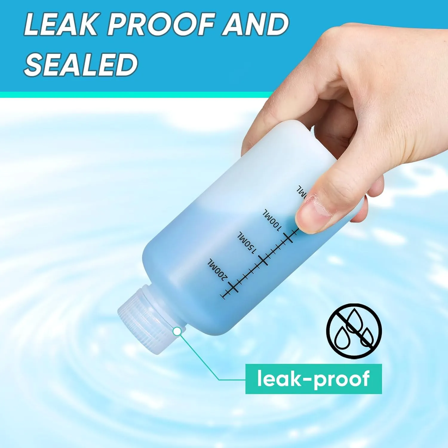 8oz/250ml Narrow Mouth Plastic Bottles with Caps, HDPE Laboratory Grade Graduated Liquid Containers for Reagent Sample Medicine Water Storage (Translucent, 4 Pcs)