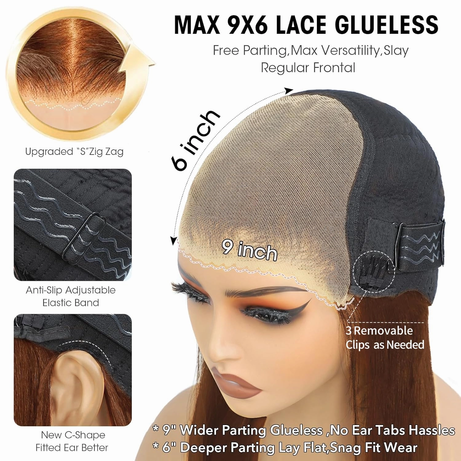 9X6 Ready to Wear Wigs Glueless Wigs human hair Pre Plucked Pre Cut,Straight Chocolate Brown Lace Front Human Hair Wig 250% Density HD Lace Front Wigs Human Hair For Black Women 24 Inch
