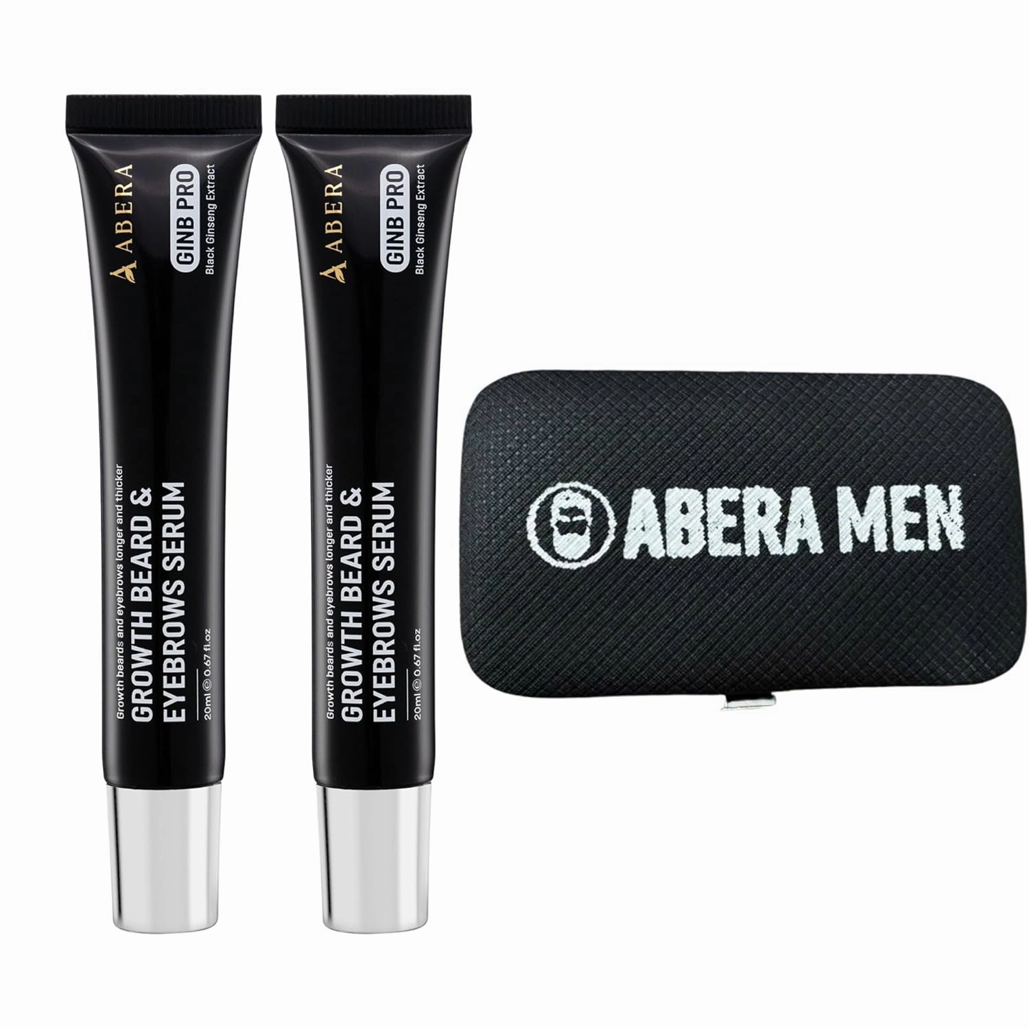 ABERA Ginb Advanced Growth Beard & Eyebrows Serum for Men & Women - Acetyl Tetrapeptide-3 Biotin & Castor Oil for Stronger, Thicker, Fuller Eyebrows & Beard Growth (2 BOXES   GIFT: Eyebrows Kit)
