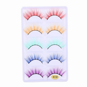 ABOOFAN 5pairs Colorful Halloween Eyelash Extensions Makeup Fiber Lashes for Cosplay Parties and Events Stunning for Natural Look for Performers and Photoshoots