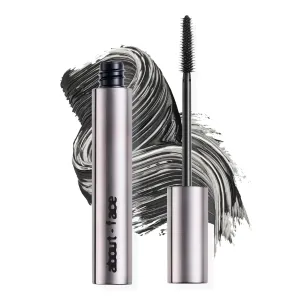about-face Volumizing Mascara – Jet Black | Clean, Vegan, Cruelty-Free | Amplifies, Lengthens & Lifts Lashes | Smudge-Proof, Flake-Free Formula | 0.43 oz