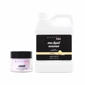 Acrylic Nail Kit – Lavender Luxe Cover Powder 2oz & Banana Scented Monomer 16oz – MMA-Free, Fast Setting, Professional Acrylic Nail Supplies for Technicians