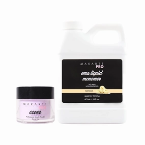 Acrylic Nail Kit – Rose Quartz Cover Powder 2oz & Banana Scented MMA-Free Monomer 16oz – Medium to Fast Setting, Professional Acrylic Nail Supplies