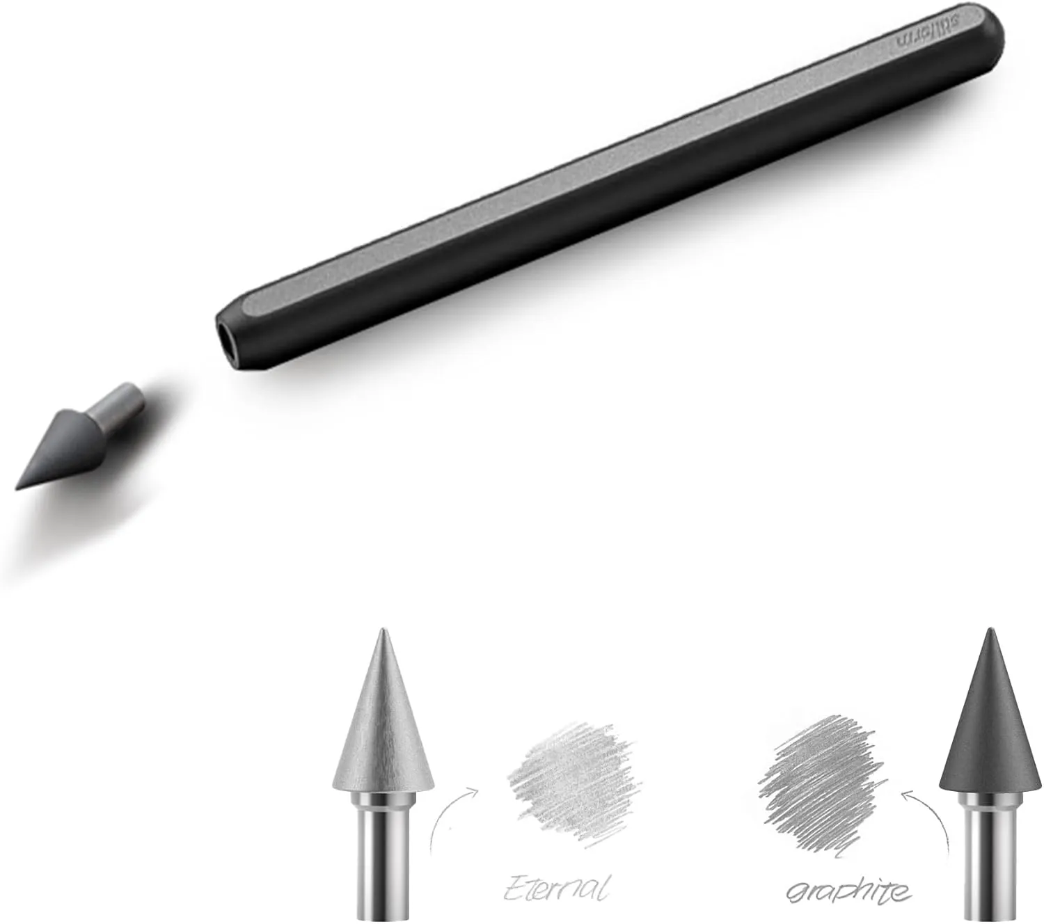 AEON Pure Pencil - Precision Milled Aluminum with Switchable Magnetic Tips and Anit-Roll Chamfers - Award Winning Design (Wrap Black)